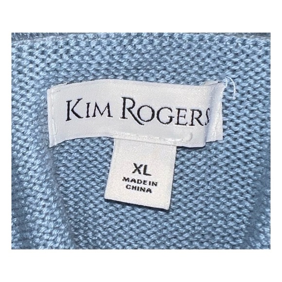 Kim Rogers - Embellished Snowflakes Mock Neck Sweater Light Blue Size XL - Picture 5 of 6